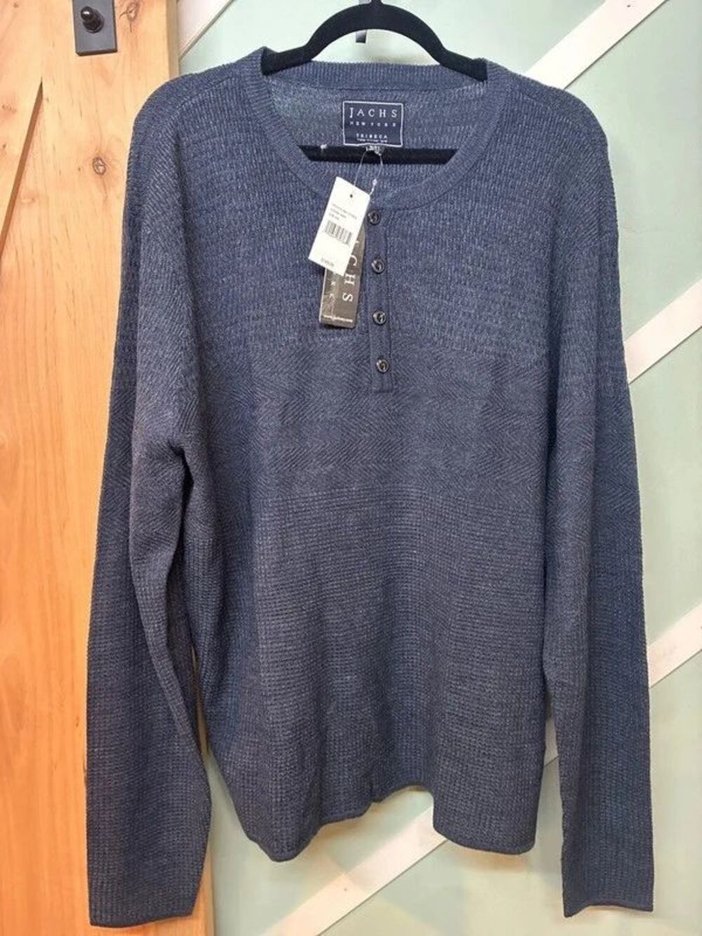 Men’s navy thermal button Henley 2XL XXL Big & Tall